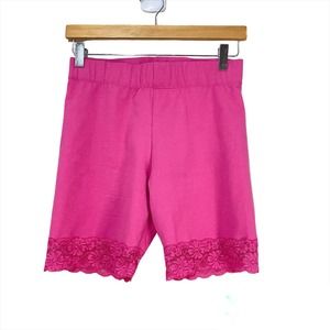 Fct Basics pink lace trim biker womens shorts size large